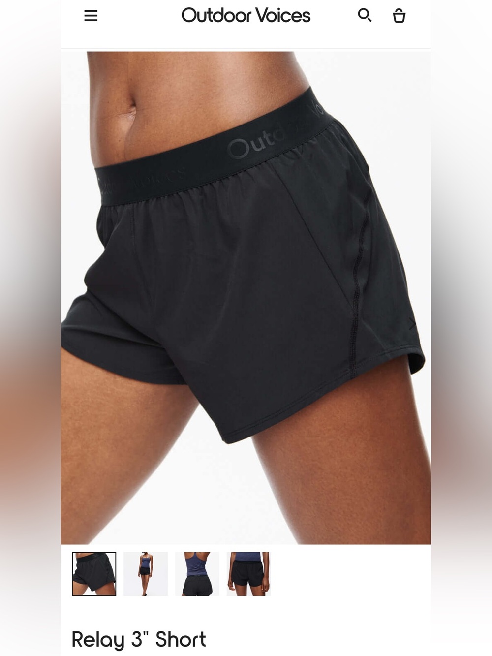 Outdoor Voices Black Relay Athletic Shorts